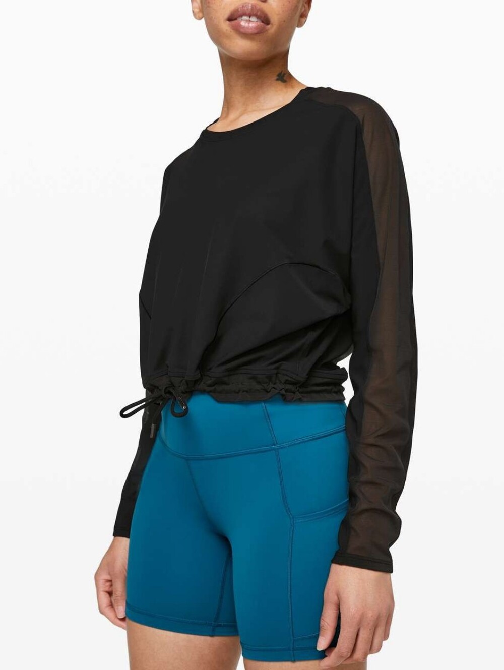 Lululemon Reach For The Run Longsleeved Mesh Cropped Top Shirt Womens Medium